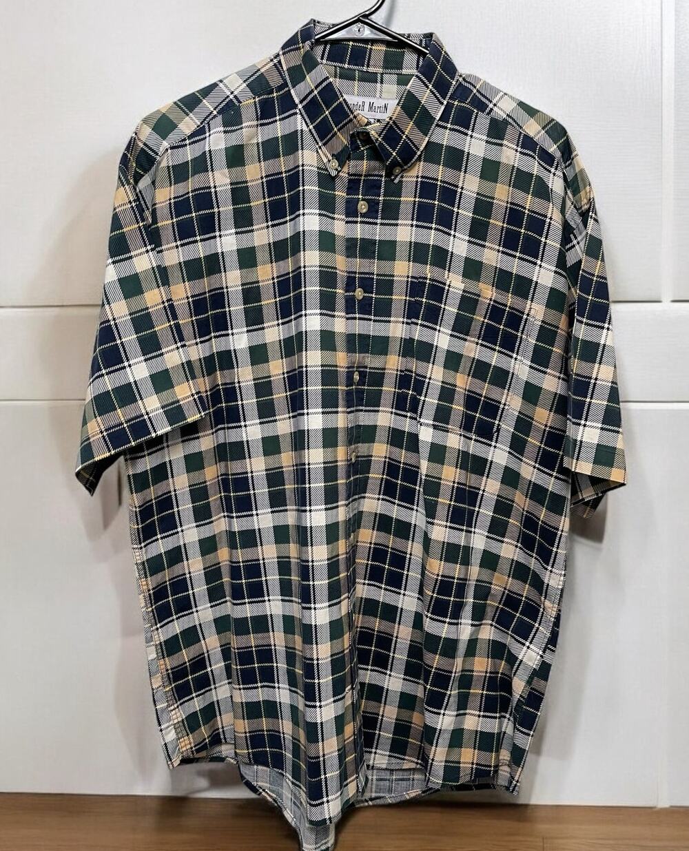 ALEXANDER MARTIN Mens Shirt Short Sleeve Plaid Sz Large Button Up Men's